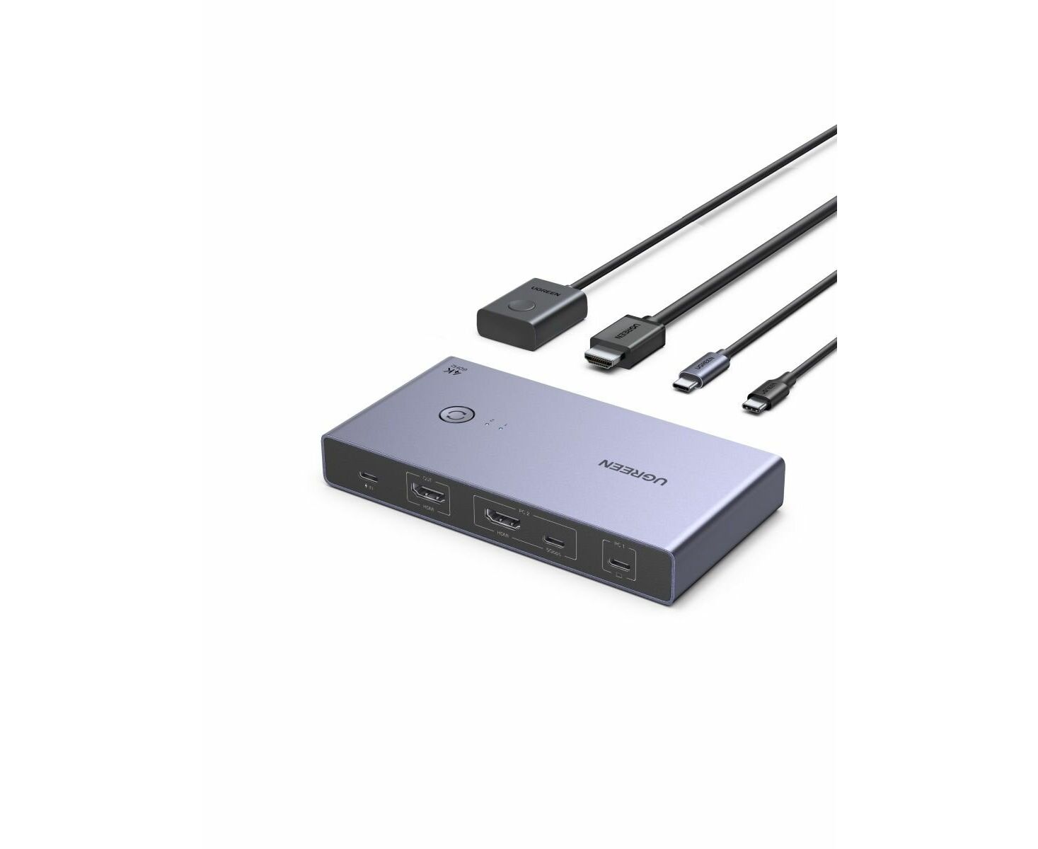 Переключатель UGREEN CM731 (25960) USB-C+HDMI KVM Switch 2 In 1 Out серый космос