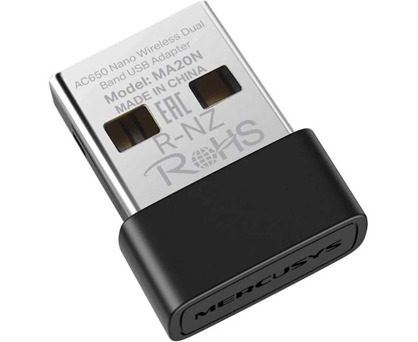 Сверхкомпактный двухдиапазонный USB-адаптер Wi-Fi Mercusys MA20 N AC650