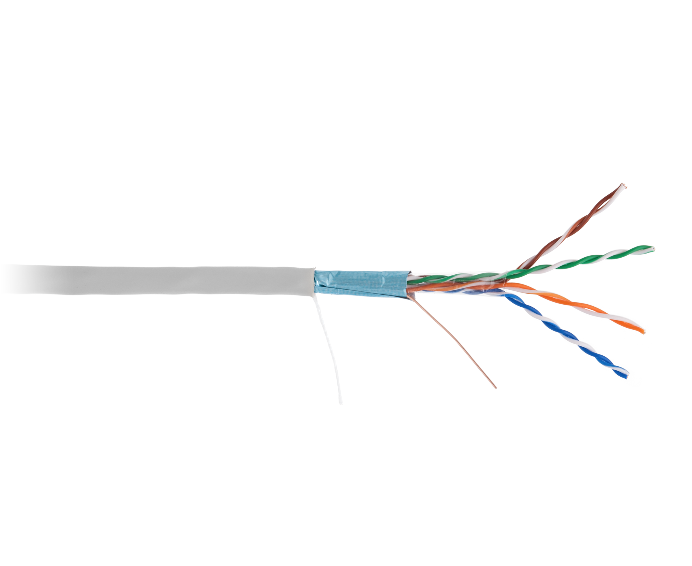 Витая пара NETLAN EC-UF004-5 E-PVC-GY FTP кат.5e, 4 пары, CU, 0.48 мм, 305м., внутренний, одножильный, PVC, серый