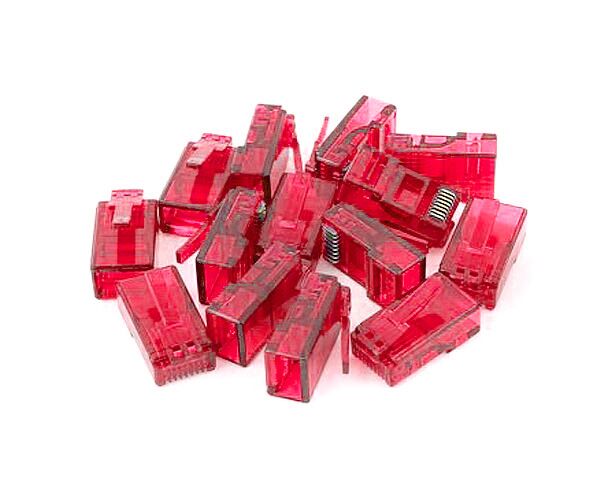 Коннектор De Tech RJ45 8 P8 C F/G красный (100 шт/упак)