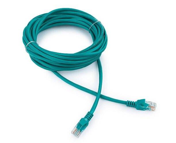 Патч-корд UTP5e, 5 м, литой, многожильный, биметалл CCA, 26 AWG, PVC, зелёный CABLEXPERT PP12-5 M/G