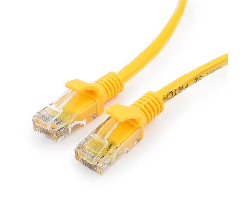 Патч-корд UTP5e, 5 м, литой, многожильный, биметалл CCA, 26 AWG, PVC, желтый CABLEXPERT PP12-5 M/Y