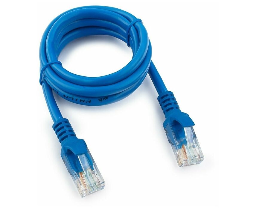 Патч-корд UTP5e, 1 м, литой, многожильный, биметалл CCA, 26 AWG, PVC, синий, CABLEXPERT PP12-1 M/B