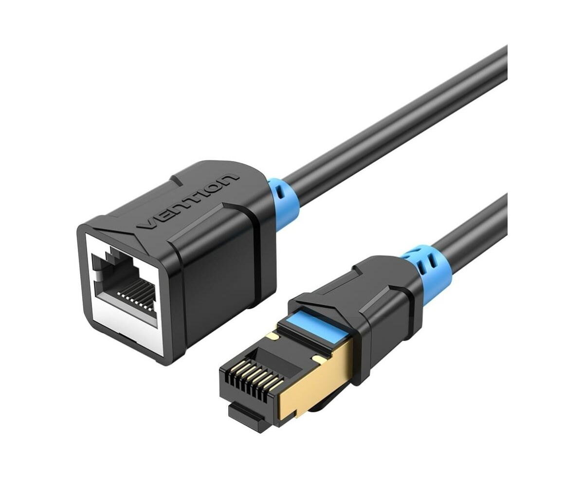 Удлинитель патч-корда Vention IBLBH прямой SSTP cat.6, RJ45 - 2м. Черный