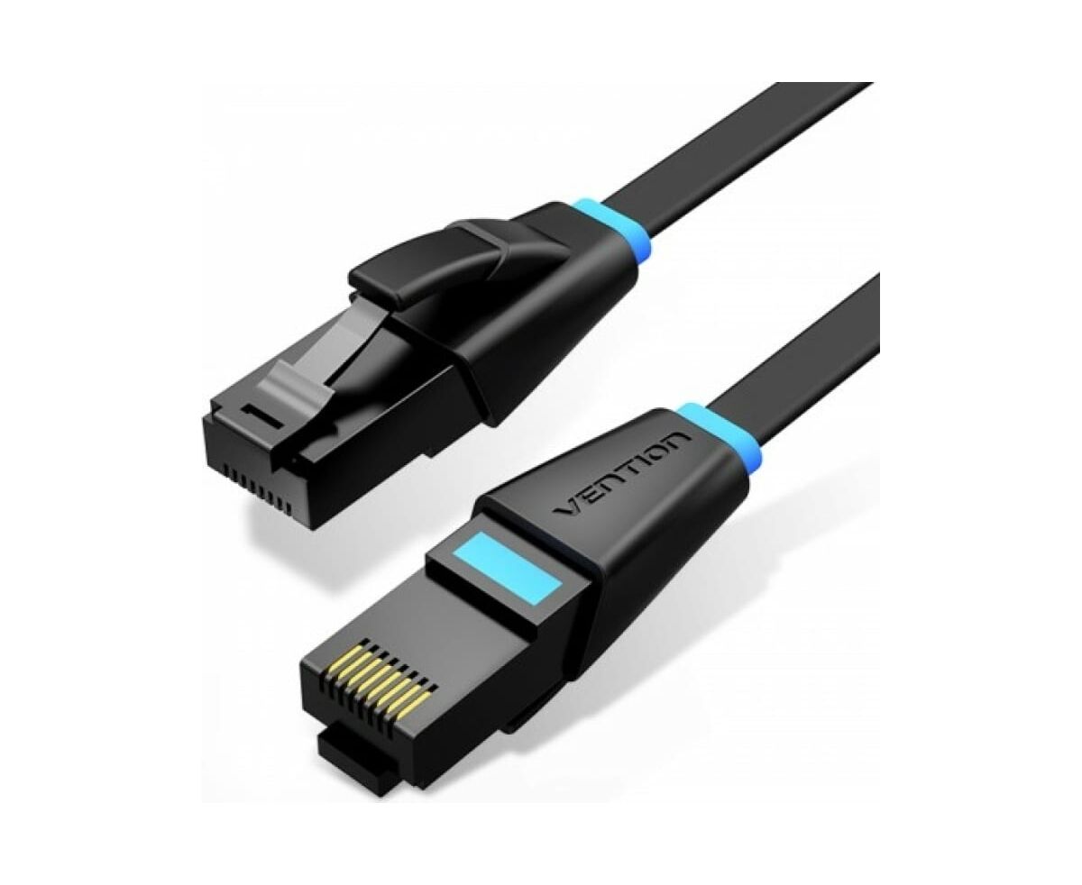 Патч-корд Vention IBJBJ прямой UTP cat.6, RJ45 - 5м. плоский Черный