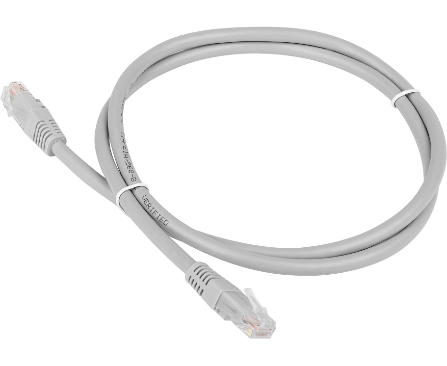Патч-корд TWT (TWT-45-45-5.0/6-GY) TWT UTP кат.6, с заливными колпачками, 5.0 м, серый