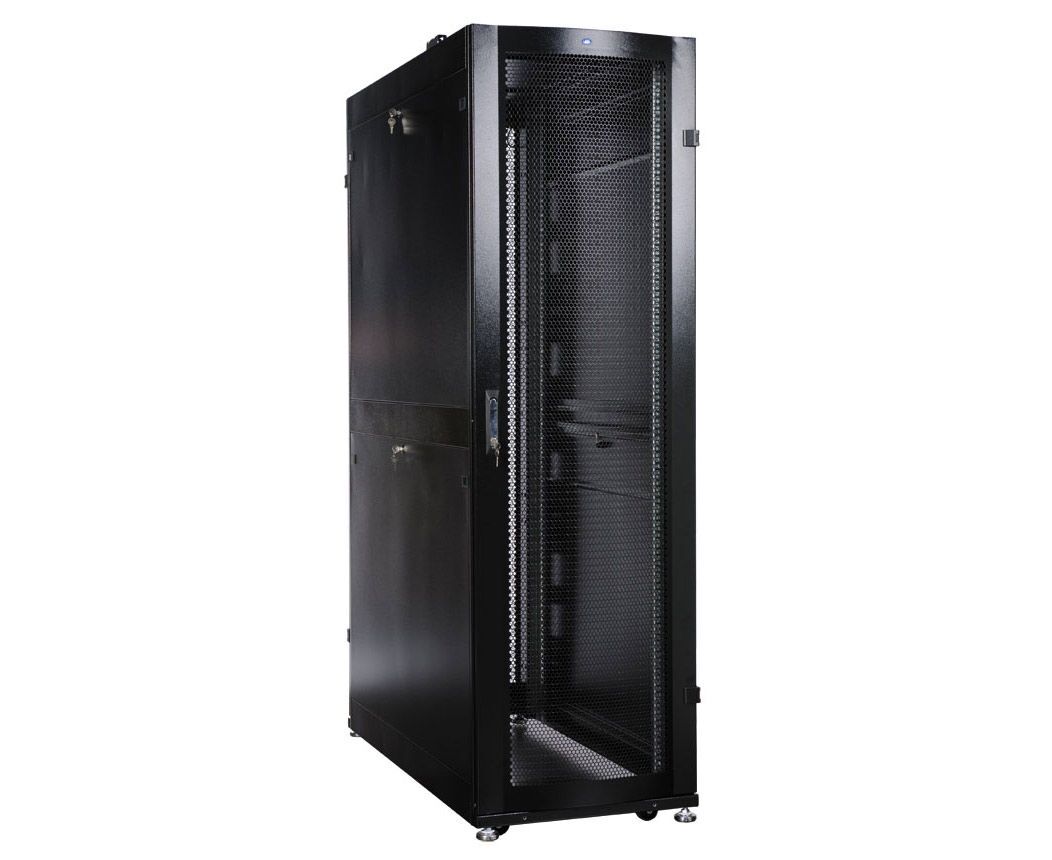 Шкаф серверный ЦМО ШТК-СП-48.6.12-44 АА-9005 48 U 600x1190мм пер.дв.перфор. 2 бок.пан. 1350кг черный