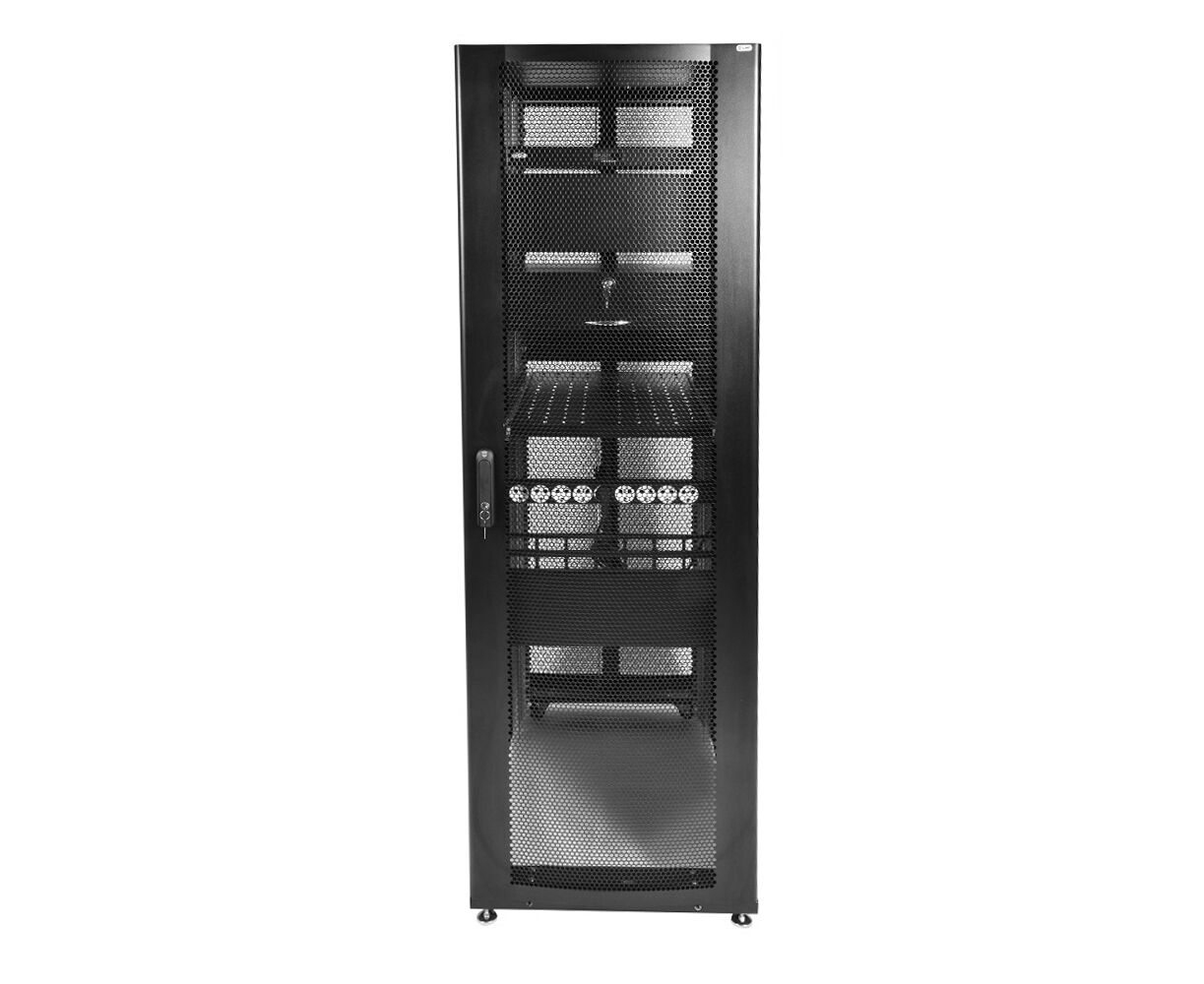 Шкаф серверный ЦМО ШТК-СП-42.6.12-44 АА-9005 напольный 42 U 600x1130мм пер.дв.перфор. черный