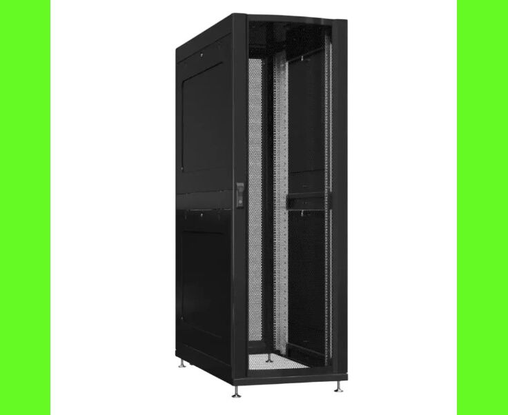 Шкаф серверный Powercom PSR4286-10201-BL напольный 42 U 600x800мм пер.дв.перфор. задн.дв.перфор.2-хст. 800кг черный 100кг 2000мм IP20 сталь