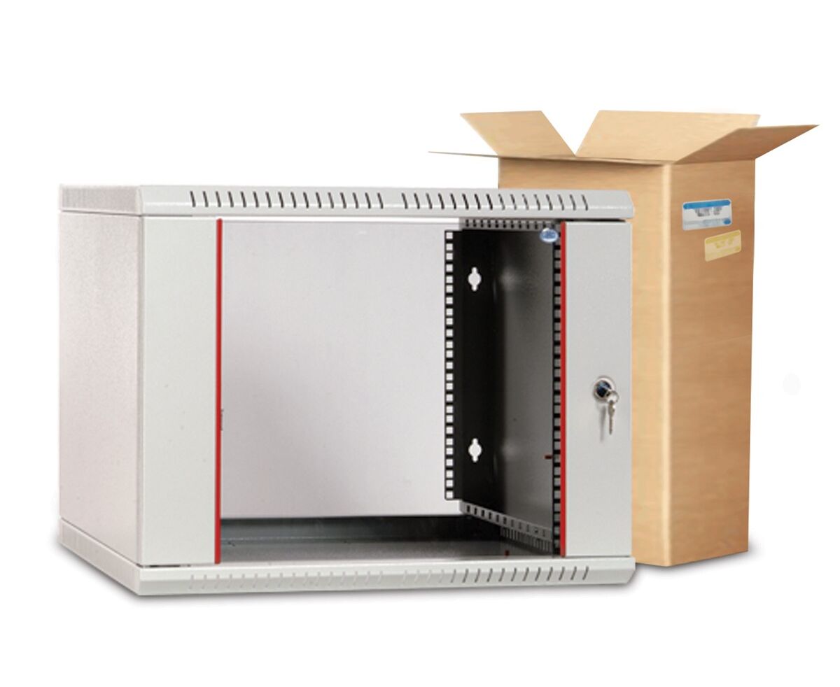 Шкаф коммутационный ЦМО ШРН-Э-18.500 18 U 600x520мм пер.дв.стекл несъемн.бок.пан. серый