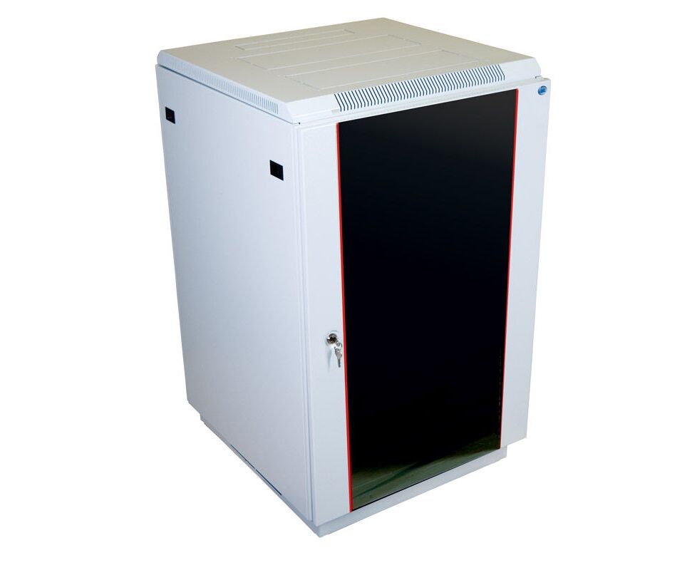 Шкаф коммутационный ЦМО ШТК-М-18.6.8-1 ААА напольный 18 U 600x800мм пер.дв.стекл серый