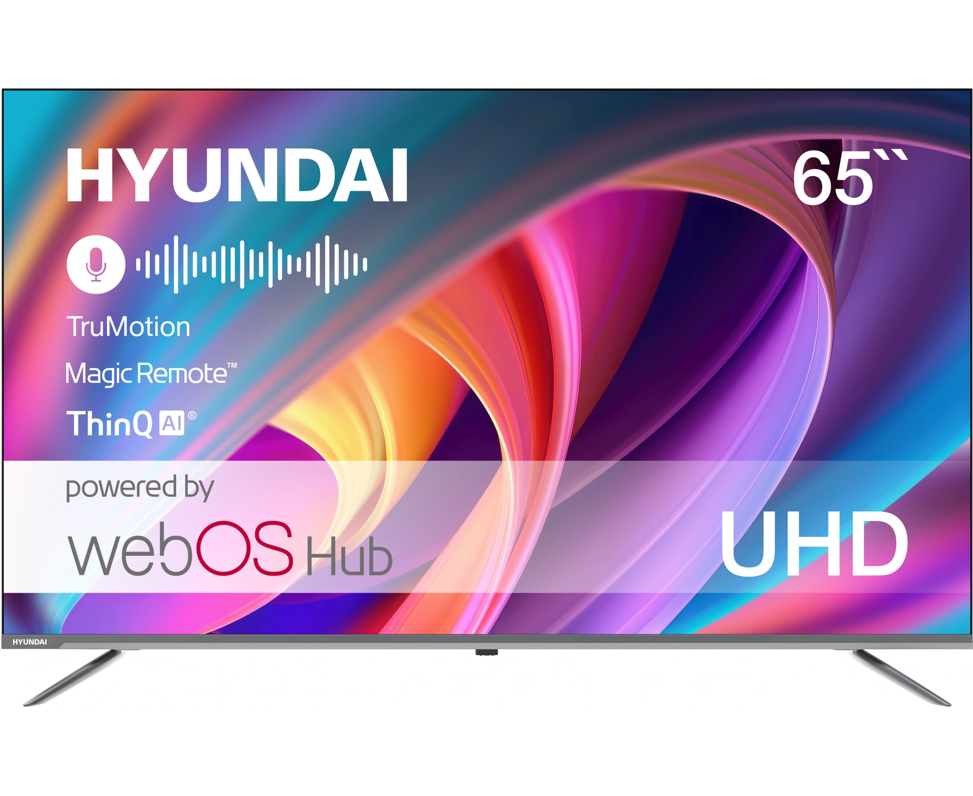 65" Телевизор Hyundai H-LED65 BU7100 серый 3840x2160, 4 K Ultra HD, 60 Гц, WI-FI, SMART TV, Web OS