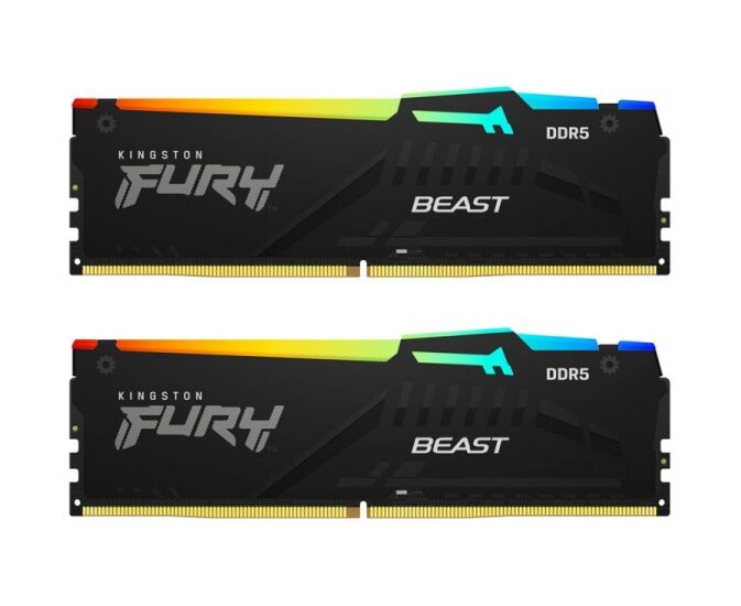 ОЗУ Kingston Fury Beast Black RGB KF556 C36 BBEAK2-64 64 GB DDR5 5600 EXPO Non-ECC Unbuffered DIMM (Kit 2*32gb) 2 RX8 36-38-38 1.25 V 288-pin 16 Gbit