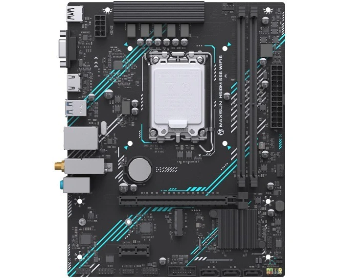 MB s1700 Maxsun MS-H610 M 666 Wi Fi6, Intel H610, 2x DDR4-2133 МГц, 1x PCI-Ex16, 1x M.2, Micro-ATX