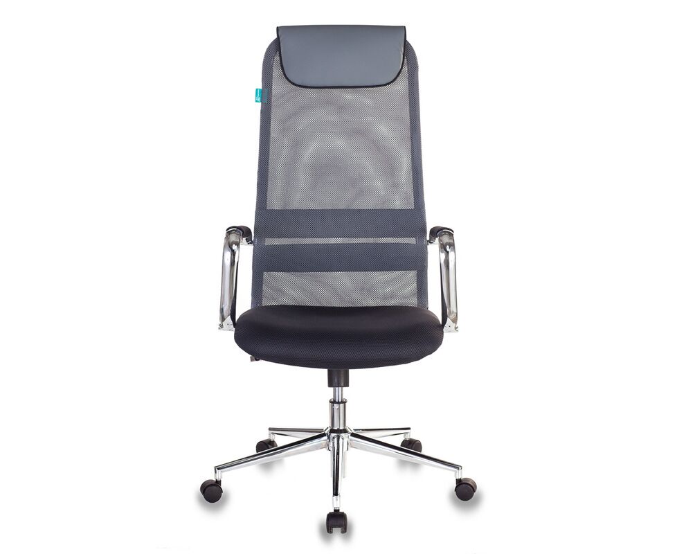 Кресло руководителя Бюрократ KB-9 N/DG/TW-12 серый TW-04 TW-12 сетка крестовина хром