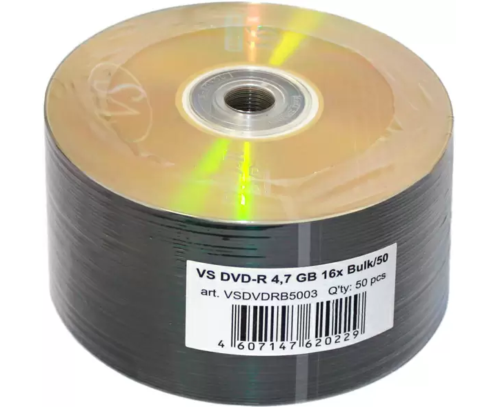 Диск DVD-R VS (VSDVDRB5003) 4.7 Gb, 16x, Bulk (50), (50/600)