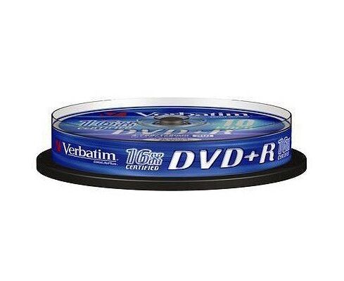 Диск DVD+R Verbatim 4.7 Gb 16x Cake Box (10шт) 43498
