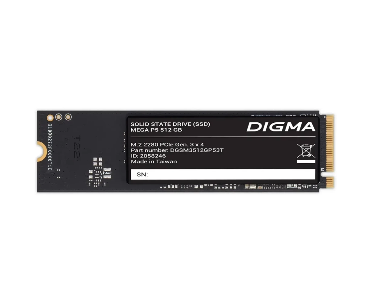 SSD Digma Mega P5 DGSM3512 GP53 T 512 GB PC Ie 3.0 x4 M.2 2280