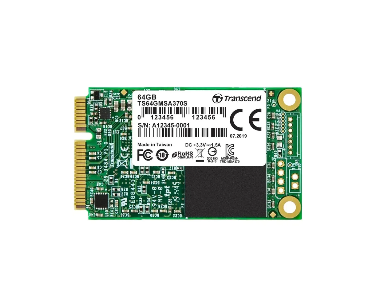 SSD Transcend MSA370 S 64 Гб, m SATA SATA III MLC, темп. режим от 0℃ до +70℃