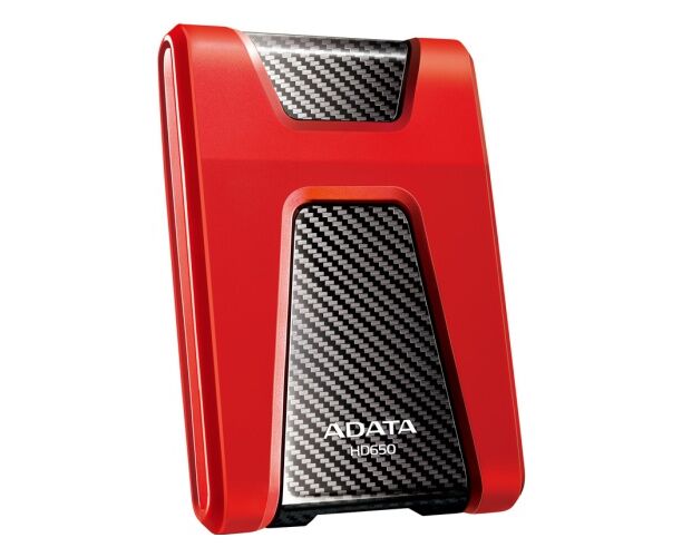 HDD ext 2.5" 2.0 TB USB3.1 ADATA Dash Drive Durable HD650, ударопрочный, красный/чёрный (AHD650-2 TU31-CRD) Anti-shock Silicone, Scratchproof