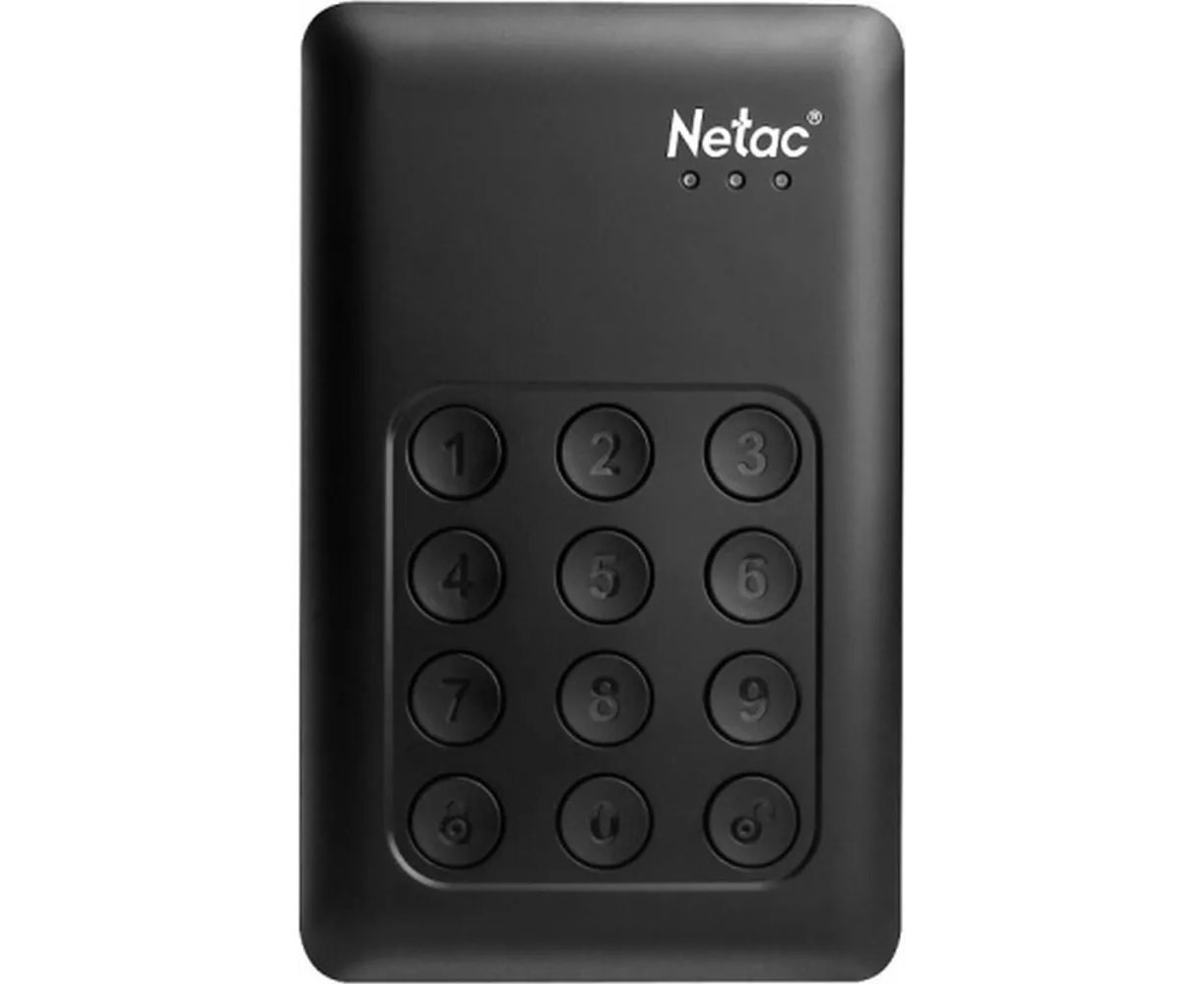 Внешний HDD Netac K390 (NT05 K390 K-002 T-30 BK) USB3.0 2 TB, Keyboard Encryption, Black