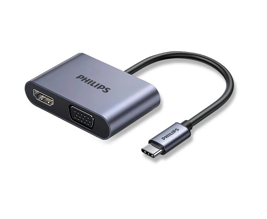 Разветвитель Philips SWV4080/68 USB С-HDMI+VGA 2в 1 длина кабеля 10см