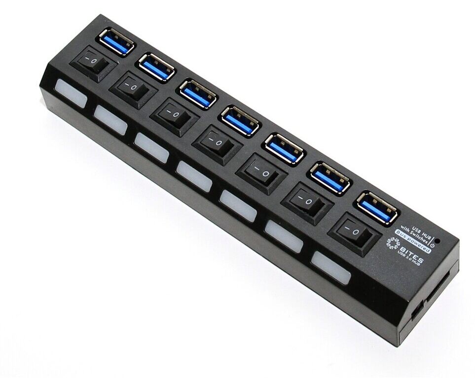USB-концентратор 5bites HB37-303 PBK 7*USB3.0 / БП 5 В-2 А / 1.2 M / Black