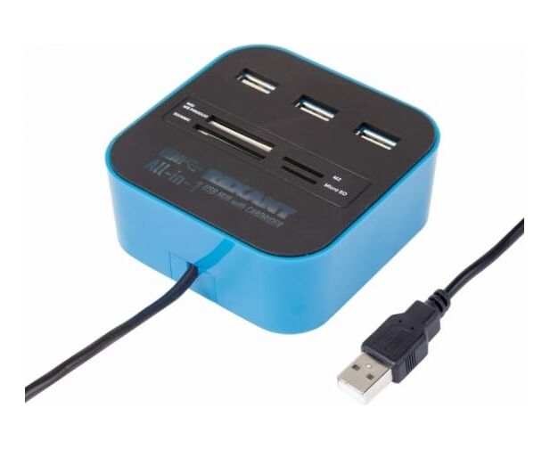 Разветвитель Rexant 18-4121 USB на 3 порта+картридер (все в одном) черный
