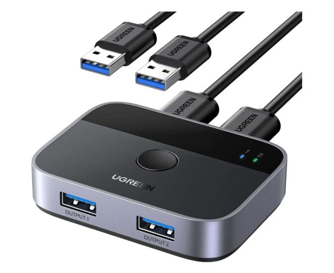 Хаб UGREEN CM757 (35313) USB 3.0 2x2 Sharing Switcher Black/Gray