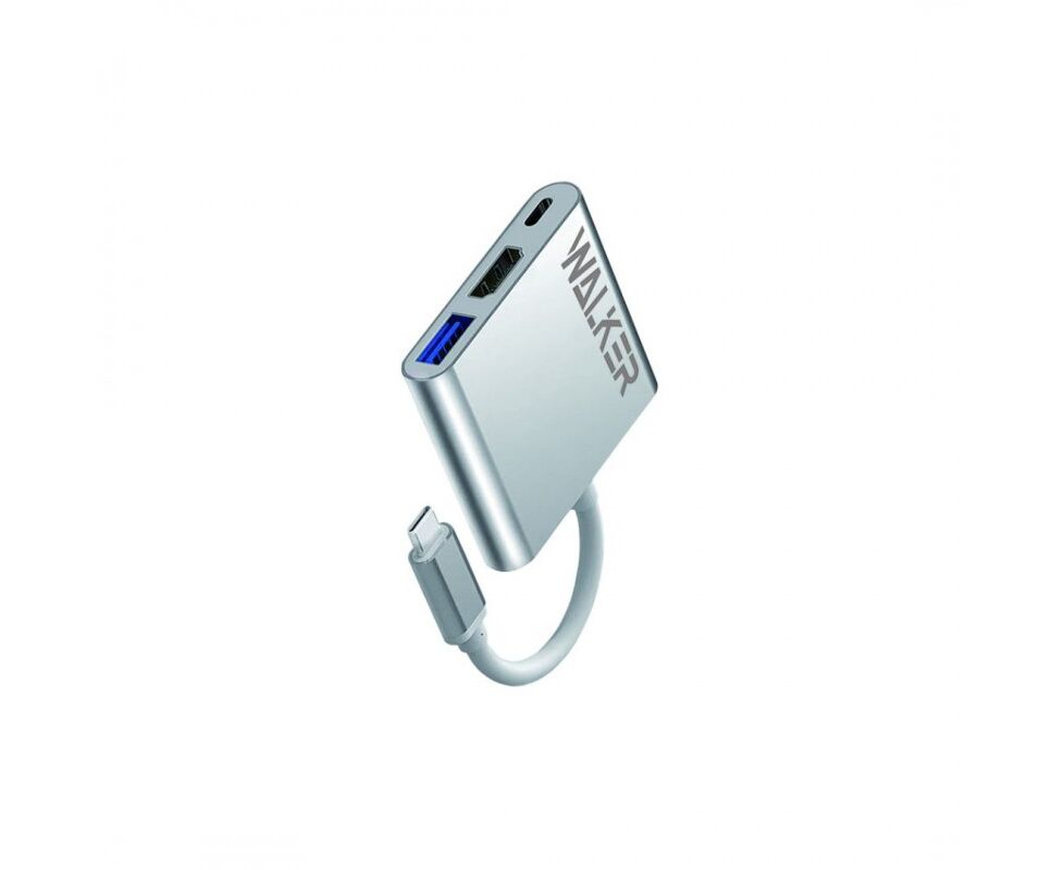 Разветвитель USB WALKER WHUB-35, 3в 1 серебряный