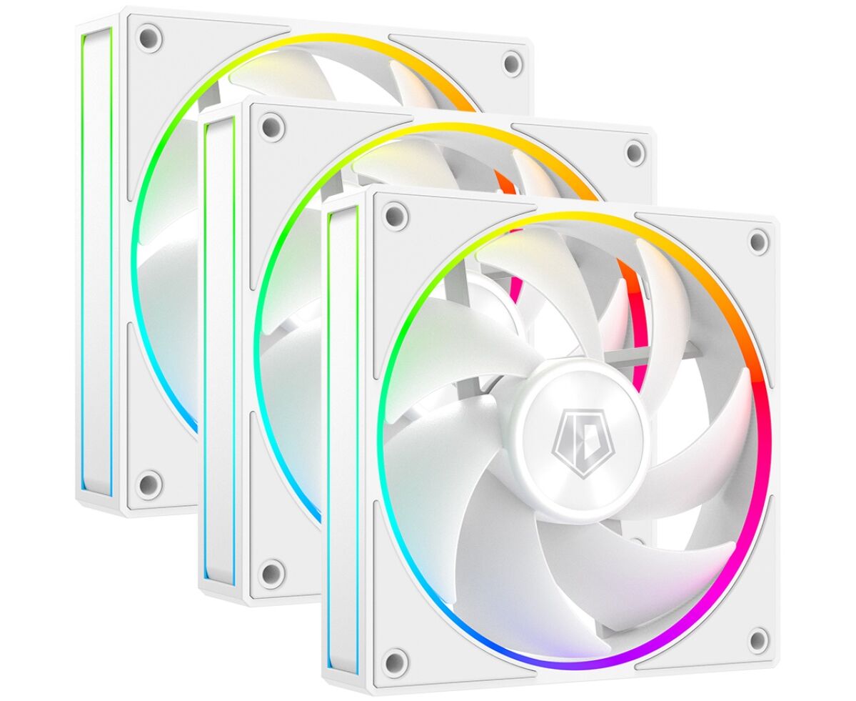 Вентилятор ID-COOLING AF-127-ARGB-W Trio (3 in 1) 120x120x27мм (PWM, резиновые углы, белый, 500-2000об/мин) BOX