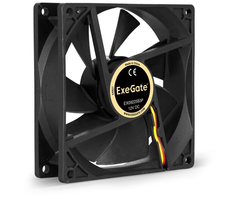 Вентилятор Exe Gate EX09225 B3 P EX288926 RUS (92x92x25 мм, 2-Ball (двойной шарикоподшипник), 3pin, 2100 RPM, 27d BA)