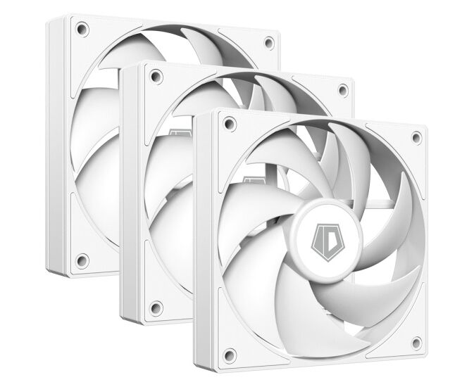 Вентилятор ID-COOLING AF-125-W Trio (3 in 1) 120x120x25мм (PWM, резиновые углы, белый, 500-2000об/мин) Box