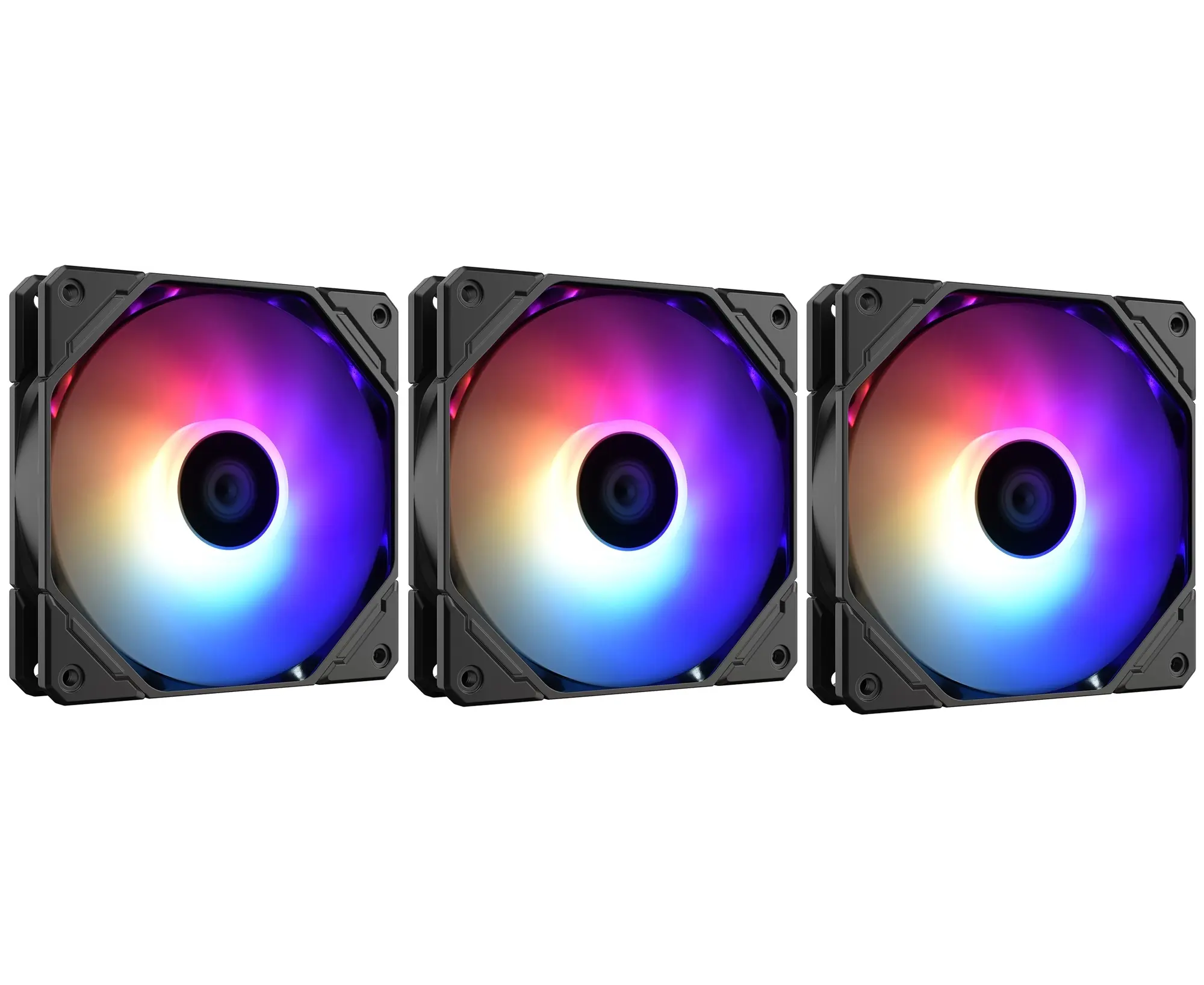 Вентилятор ID-COOLING TF-12025-Pro-ARGB Trio (3 in 1) 120x120x25мм (PWM, резиновые углы, ARGB, 500-1800об/мин) Box