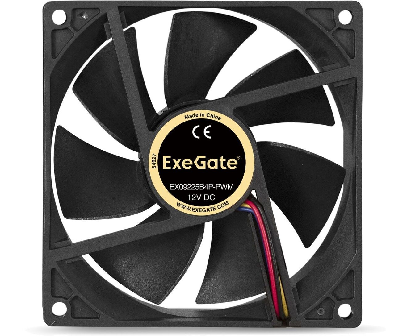 Вентилятор Exegate EX09225 B4 P-PWM EX288927 RUS (92x92x25 мм, 2-Ball (двойной шарикоподшипник), 4pin, PWM, 29d BA)