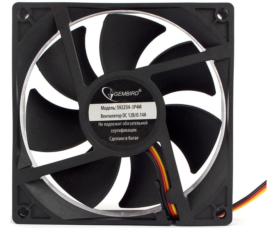 Вентилятор Gembird S9225 H-3 P4 M 92x92x25 гидродинамический тихий 3 pin/4pin Molex провод 30 см