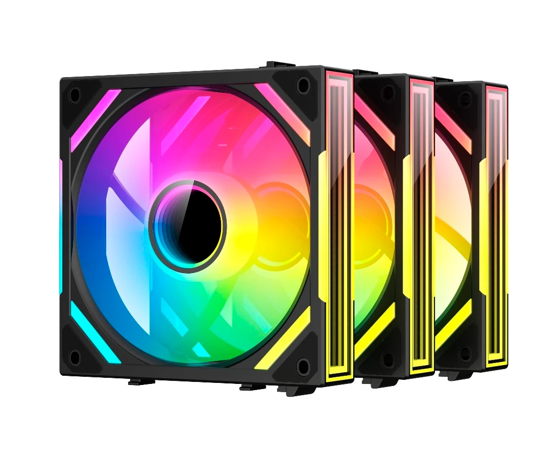 Комплект вентиляторов (3шт) XASTRA FS120 B ARGB reverse triple pack 120x120x25мм ( PWM, ARGB, Infinity lighting effect., Daisy-chain , 800-2000 rpm)