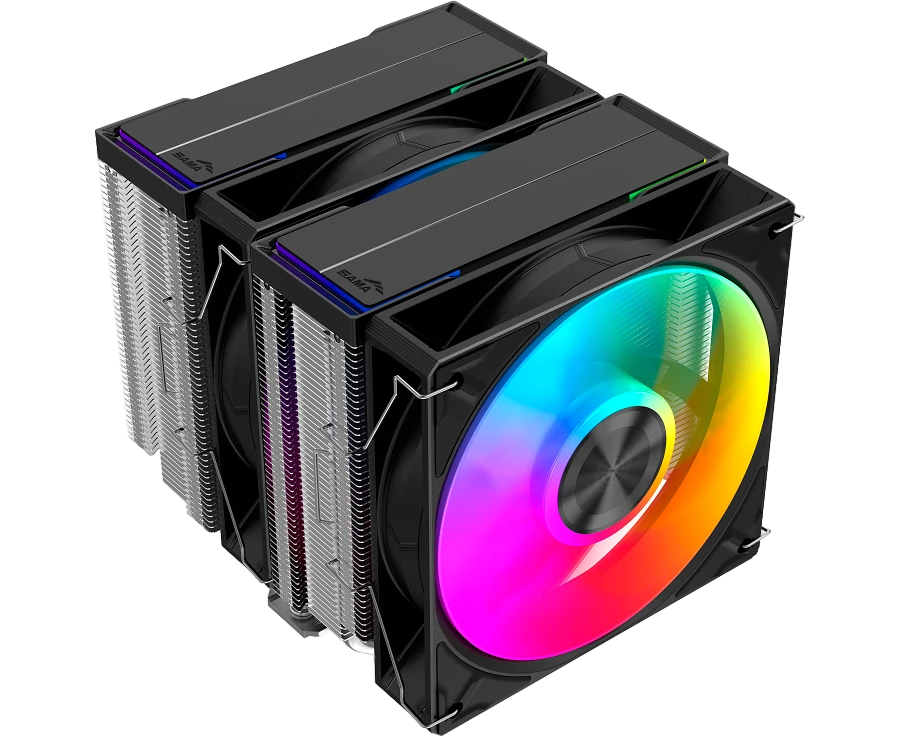 Кулер SAMA A60 L (A60-XXWAYXOX-G) (265 W, 4-pin PWM, 156.5mm, 6x6mm, ARGB, 2x120mm, 78 CFM, 29d BA, 2200 RPM, S 1851/1700/1200/115)