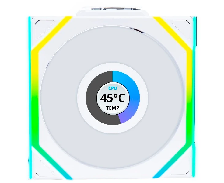 Вентилятор Lian Li UNI Fan SL Wireless LCD 120 (G99.12 SLLCD1 W1 W.R0) / 12 SLLCD1 W1 W White / 120x124,5x28мм (1.6” LCD, PWM, ARGB, 1900 об/мин (Max.))