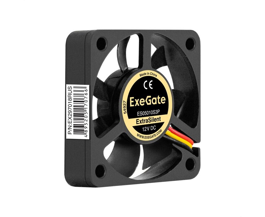 Вентилятор Exe Gate Extra Silent ES05010 S3 P (EX297018 RUS) 12 В DC (50x50x10 мм, Sleeve bearing (подшипник скольжения), 3pin, 5000 RPM, 28d BA)