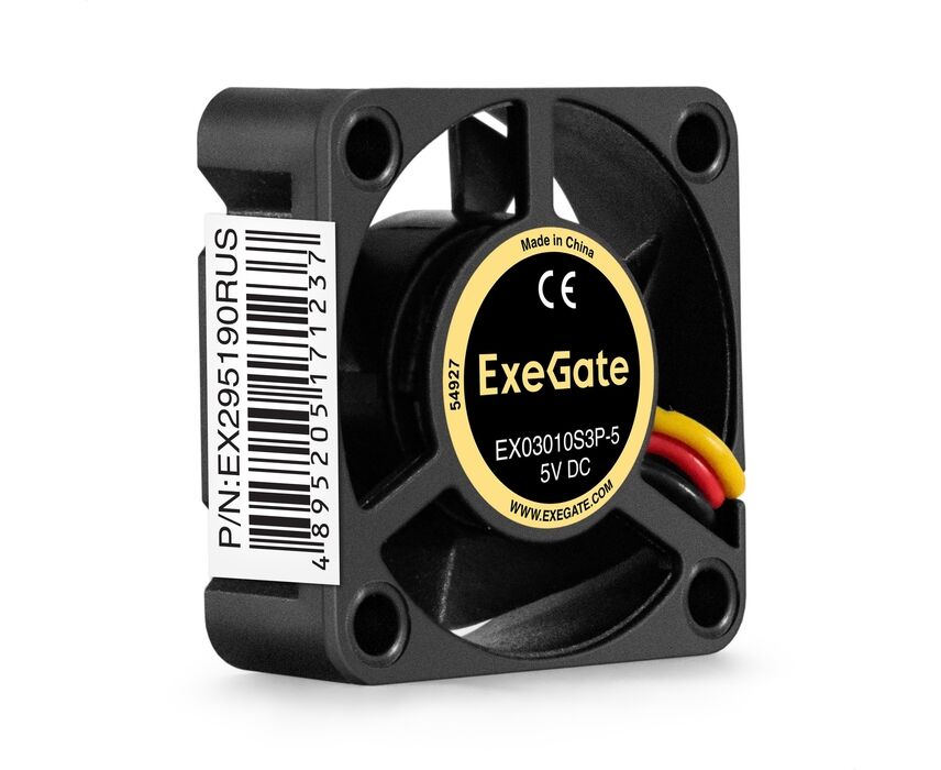 Вентилятор Exe Gate EX03010 S3 P-5 EX295190 RUS 5 B DC (30x30x10 мм, Sleeve bearing (подшипник скольжения), 3pin, 9000 RPM, 25d BA)