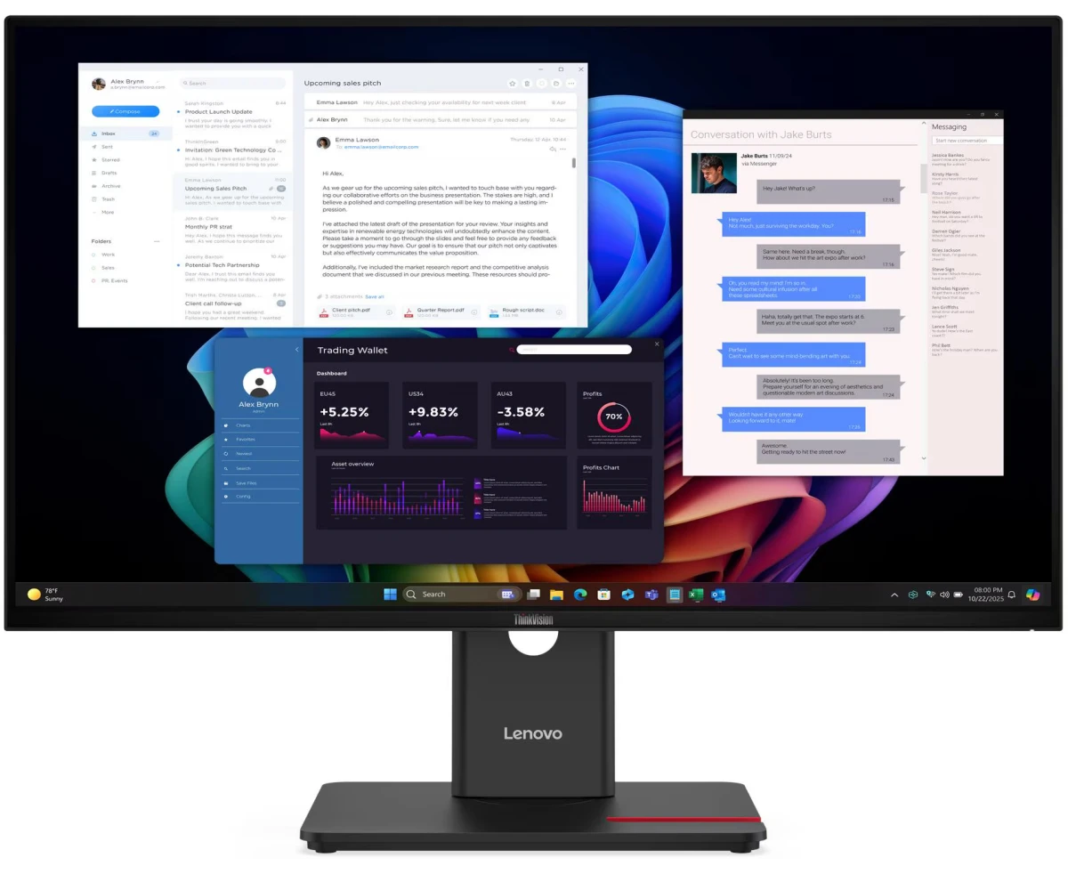 Монитор Lenovo T27 UD-40 (64 AFGAR2 CB) 27" 16:9, IPS, UHD, 4ms, 350cd, 60 Hz, HDMI, DP, USB, USB-C, HAS