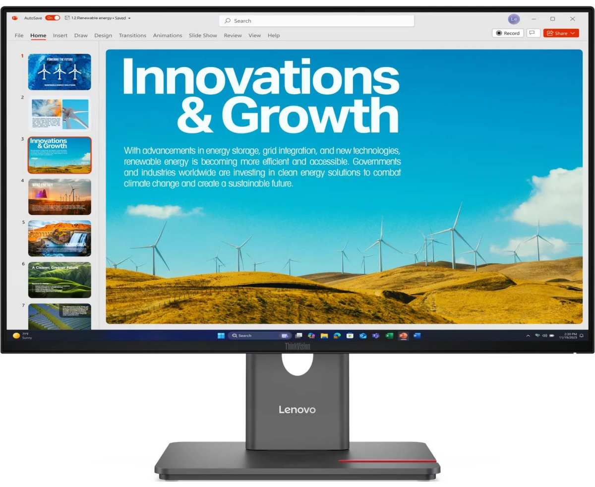 Монитор Lenovo P24 QD-40 (64 B1 GAR1 CB) 23,8" 16:9, IPS, QHD, 4ms, 300cd, 120 Hz, HDMI, DP, USB, USB-C, LAN, HAS
