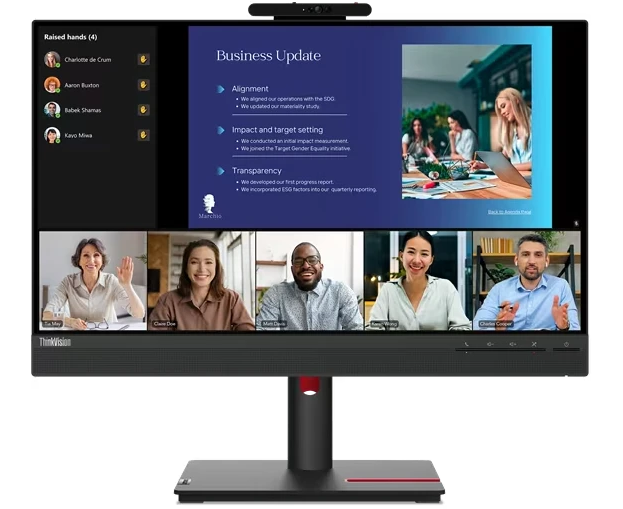 Монитор Lenovo Think Vision T24v-30 (63 D8 MAT3 EU) 23,8" FHD, IPS, HDMI, DP, VGA, Cam, 4x USB 3.2, USB 2.0, Черный