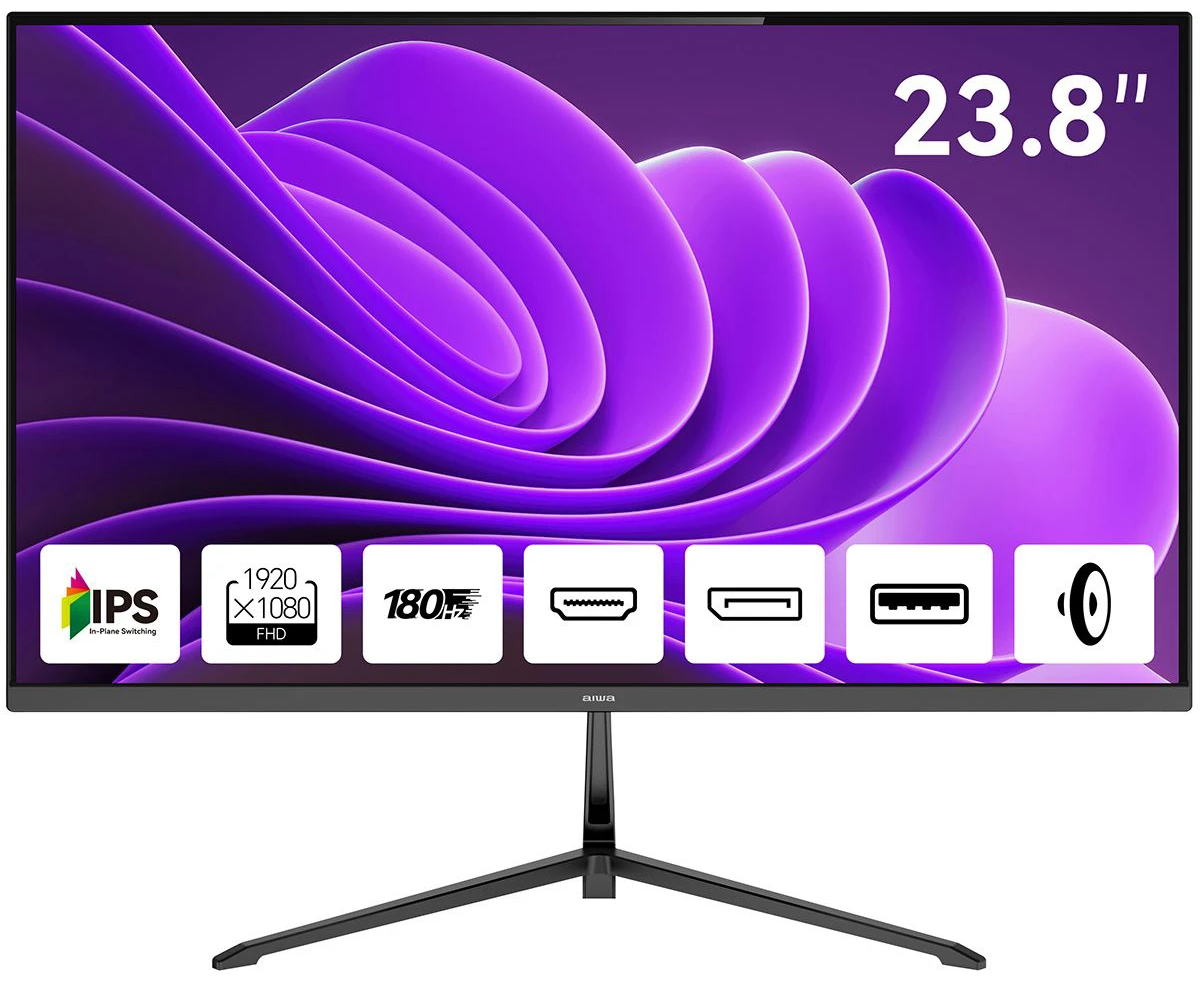 Монитор AIWA MD2410 Black IPS, 1920x1080, HDMI+HDMI+DP, 1ms, 178град./178град., 300cd/m, 1000:1, 180 Hz, Spk