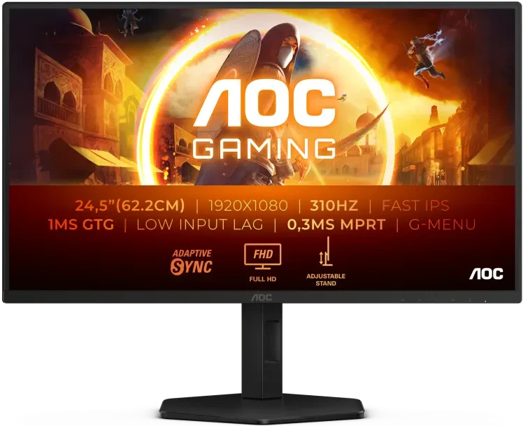 Монитор AOC 25 G4 SXU Black IPS 1920x1080, 310 Hz, 1ms, 400cdm, 1000:1, HDMI 2.0x2, DP 1.4,4х USB 3.2