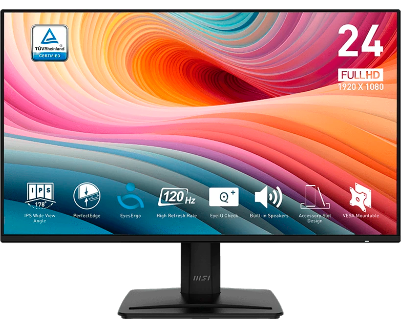 Монитор MSI Pro MP242 A E2 (9 S6-3 PD1 CT-004) черный IPS LED 1ms 16:9 HDMI M/M 1500:1 300cd 178гр/178гр 1920x1080 120 Hz VGA DP FHD 3.07кг
