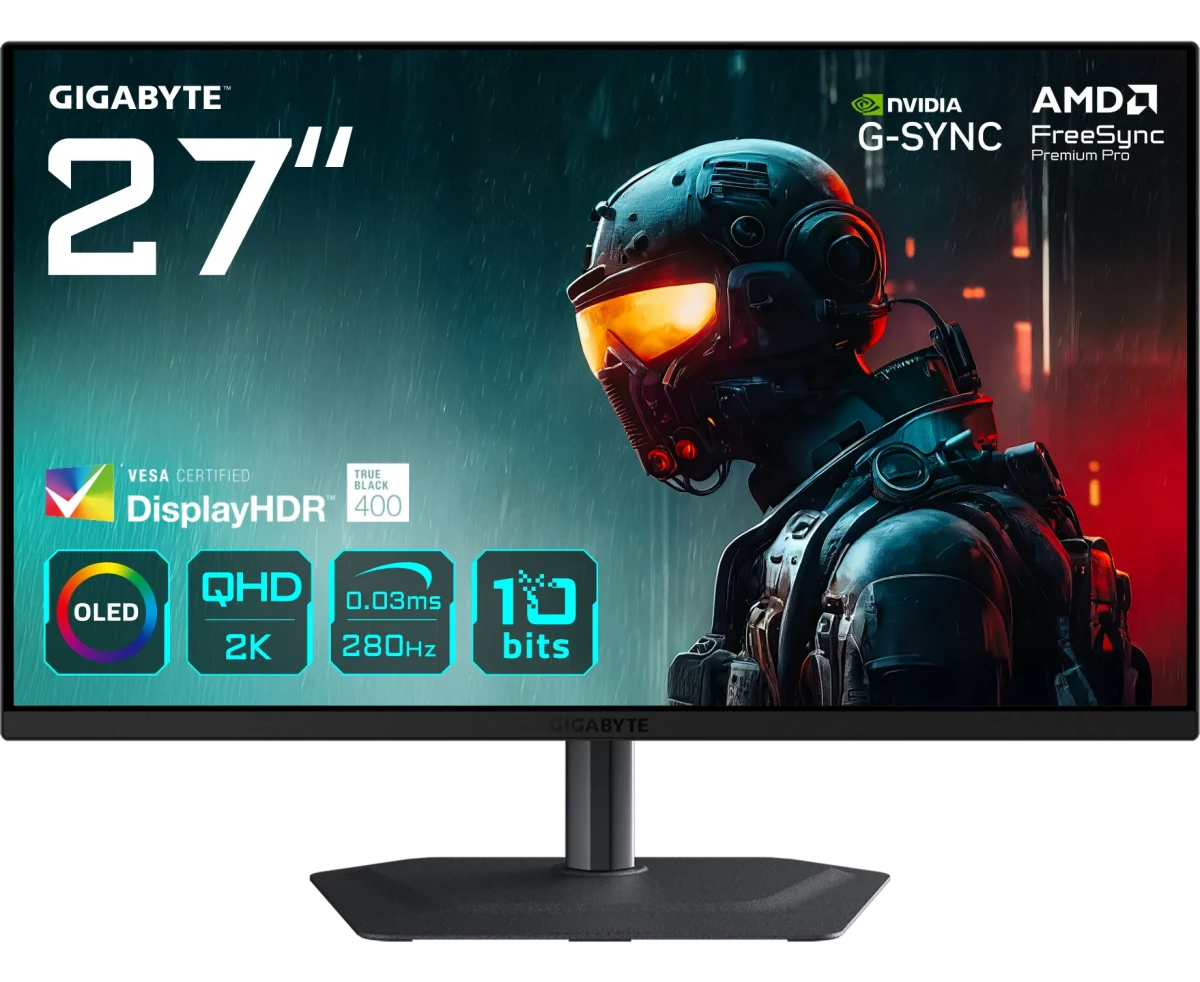 Монитор Gigabyte MO27 Q2 A EK (20 VM0-MO27 Q2 ABT-1 EKR) Black 26.5" QD-OLED, 2560x1440, 0,03 ms, 178°/178°, 3x USB3.0, USB Type-C, 280 Hz, 2x HDMI 2.1, DP