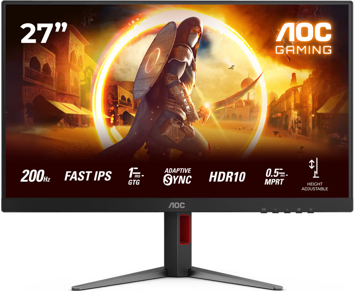 Монитор AOC 27 G4 HA Black IPS, 1920x1080, 200 Hz, 1ms, 178°/178°, 300cd/m, 1000:1, +2x HDMI 2.0, +Display Port 1.4, Pivot