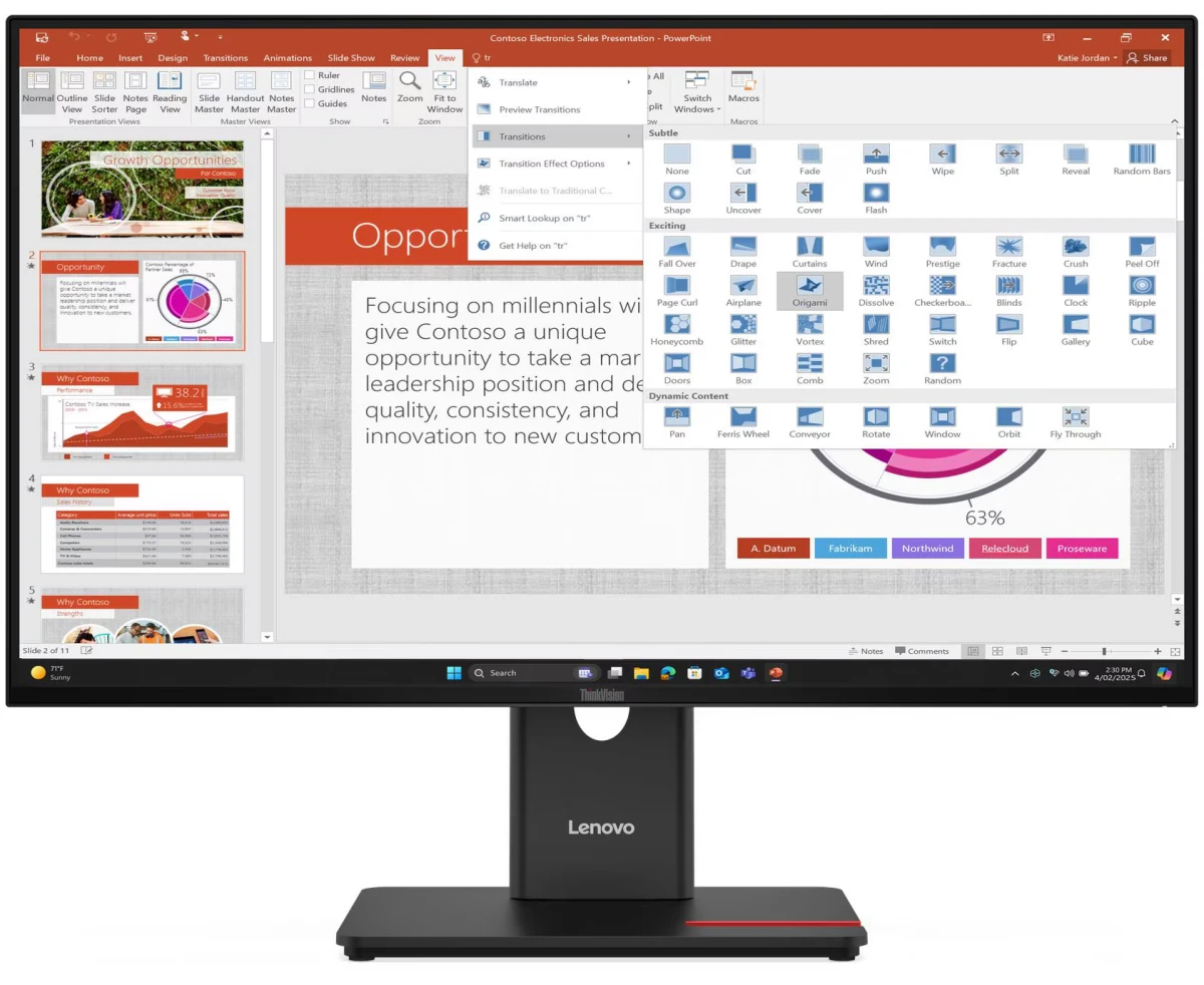 Монитор Lenovo T27-40 (64 A5 MAR6 CB) 16:9, IPS, FHD, 4ms, 300cd, 120 Hz, VGA, HDMI, DP, USB, USB-C, HAS